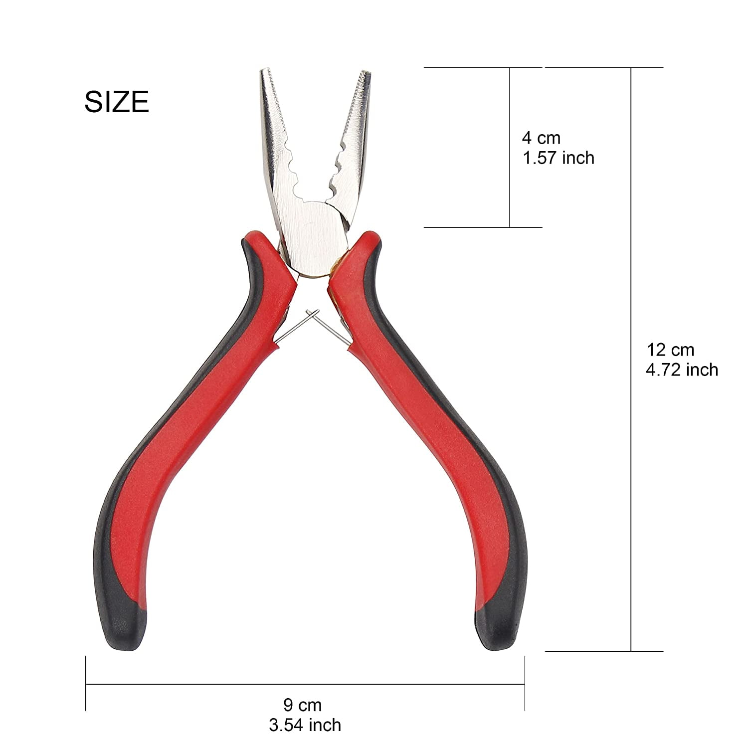 BENECREAT 3-Inch Mini Chain Nose Pliers with Non-serrated jaw