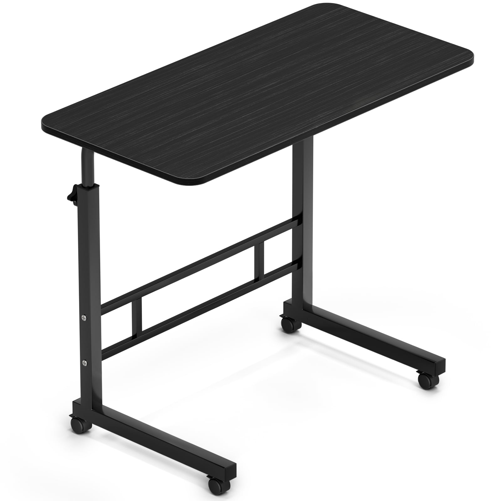BeauGift Rolling Height Adjustable Laptop Desk, Portable Standing Computer Table on Wheels, Black
