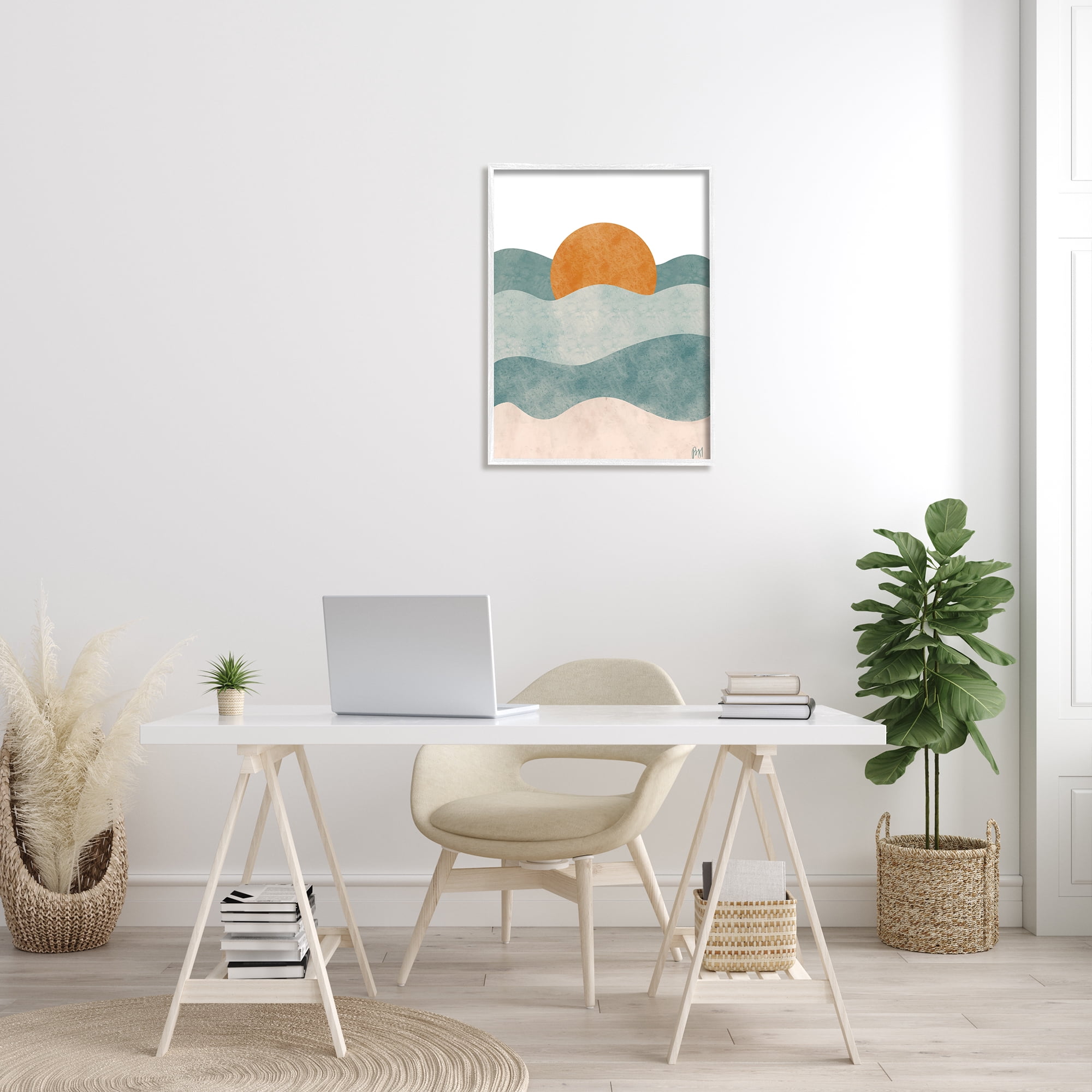 Stupell Indtries Abstract Beach Sunrise Layered Shape Ocean Waves,24 x 30,Design by Birch&Ink