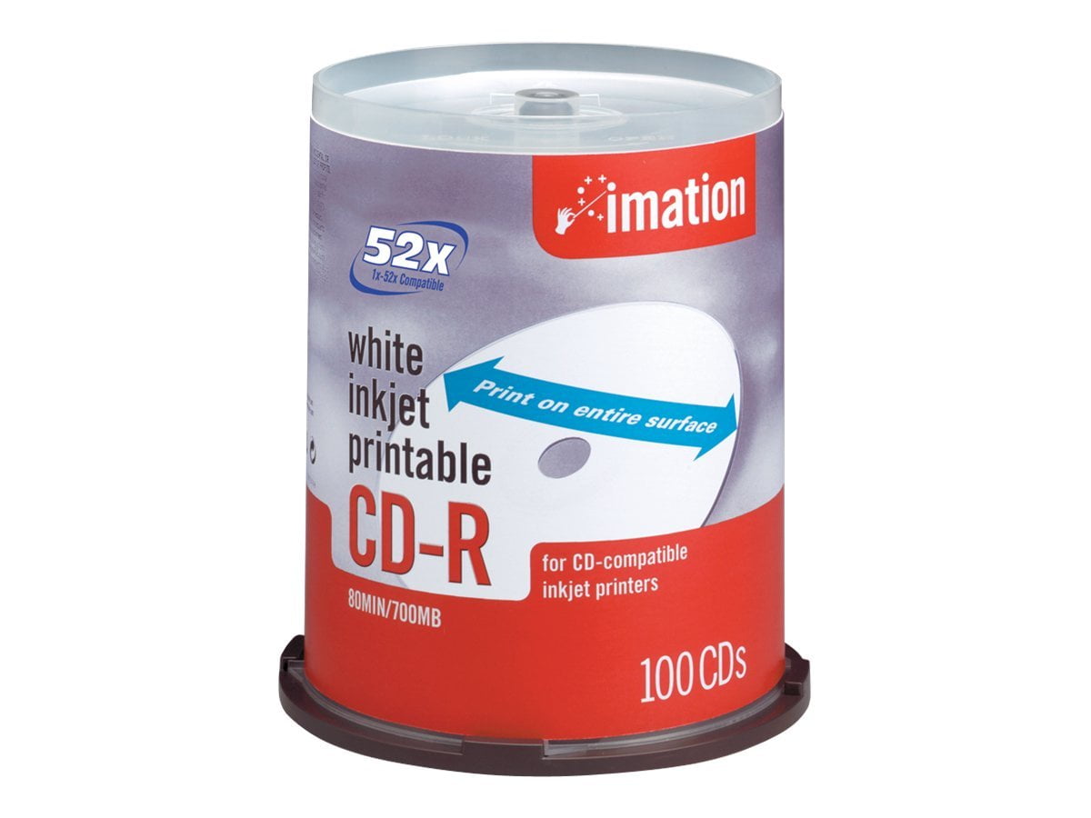 Imation - 100 x CD-R - 700 MB (80min) 52x - white - printable surface ...