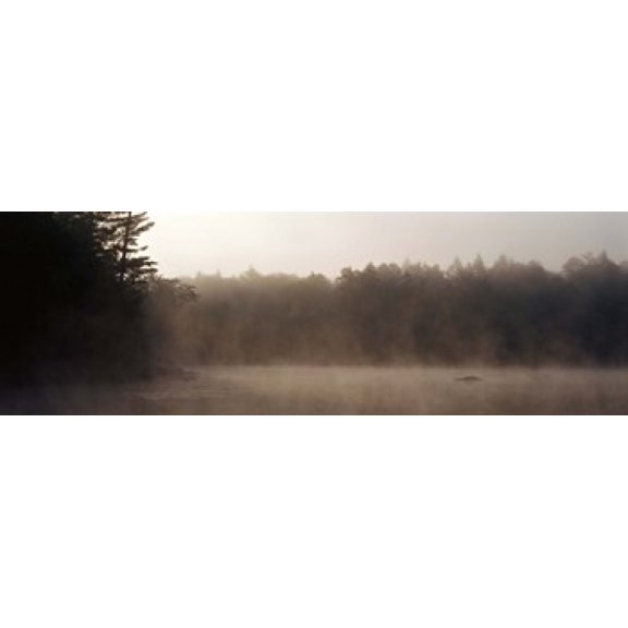 Morning Mist Adirondack State Park Old Forge NY USA Canvas Art - Panoramic Images (36 x 12)