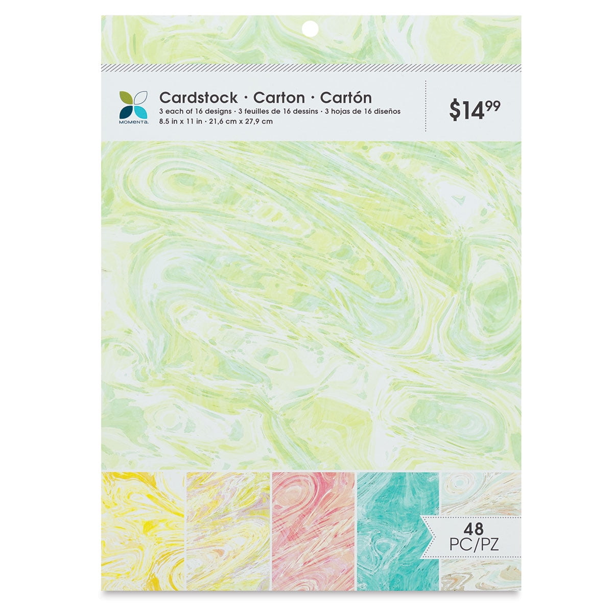 Momenta Cardstock Paper Pad Watercolor Metallic, 12'' x 12'', 48