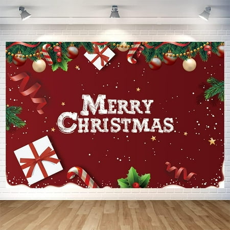 Image of Red Christmas Backdrop Decorations Christmas Banner Xmas Photo Background for Home Indoor Outdoor Christmas New Year Winter Party Decorations Supplies