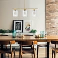 thumbnail image 2 of 3-Light Brass Modern Kitchen Island Light fixtures,Linear Chandelier Pendant Hanging Light with Clear Glass Shade, 2 of 7