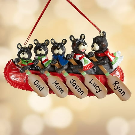 Personalized Bear Family in Canoe Ornament, 5