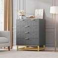 thumbnail image 5 of Luku 5 Drawer Contemporary Dresser for Bedroom, White Chest with Gold Handles and Metal Legs, Wide Storage Drawers for Entryway, Living Room, 5 of 5