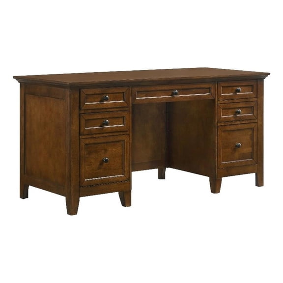 Intercon Furniture San Mateo Home Office 62" Wood Executive Desk in Brown
