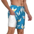 thumbnail image 3 of Picia Cartoon Chicken pattern Mens Swim Trunks with Compression Liner Stretch Beach Shorts Quick Dry with Zipper Pockets No-Chafing Board Shorts-Small, 3 of 9