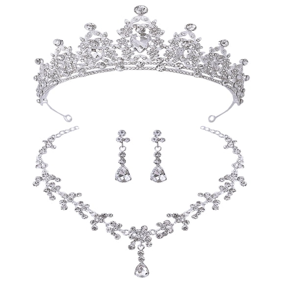 BRIGHTFUFU 1 conjunto Joyería de boda Tiara de tiara Collar de collar ACCESORIOS