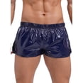 thumbnail image 1 of zdhoor Men's Shiny Metallic Elastic Waistband Trunks Low Rise Boxer Shorts Underpants Navy Blue S, 1 of 6