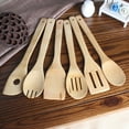 thumbnail image 6 of EXHUMKY 6Pcs Wok Cooking Utensils Set Wood Spatulas and Spoons for Cooking and Serving Home Users, 6 of 8
