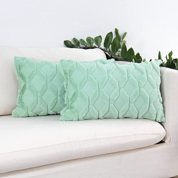 Rectangular Lumbar Plush Throw Pillow Covers, Pack of 2 Luxury Soft Pillowcases, Solid Colors, (With/Without Inserts)