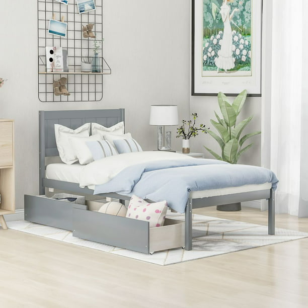 Twin Size Bed Frame Platform Wood, Dimension Of Twin Size Bed Frame