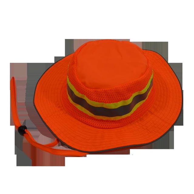 Petra Roc ORH-FB-S-M High Vis Ranger Style Full Brimmed Hats Contrast Binding & Silver Reflective Tape, Orange & Lime - Small & Medium