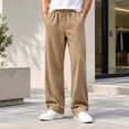 thumbnail image 2 of Rexolia Men's Sweatpants Straight Leg Open Bottom Soft Stretch Drawstring Waist Athletic Casual Camel XL, 2 of 4