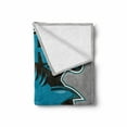 thumbnail image 2 of Shark Soft Flannel Fleece Blanket, Angry Danger Fish Fins Aggressive Sea Creature Monster Life Illustration, Cozy Plush for Indoor and Outdoor Use, 70" x 90", Petrol Blue Black Grey, by Ambesonne, 2 of 6