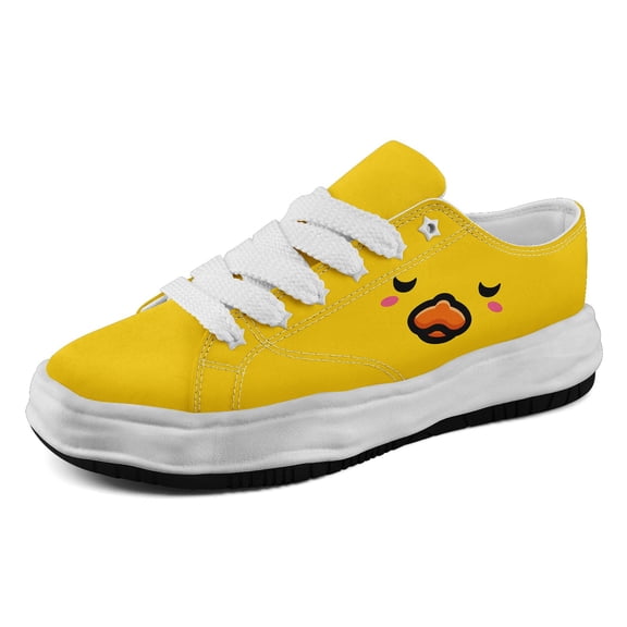 Coolcustomize Mens & Womens Low-Top Chunky Sneakers | Stylish Yellow Duck Casual Shoes, Trendy Streetwear Lace-Up Trainers, PLUS SIZE, Fabric Upper, EVA and Rubber Sole, All-Season Wear