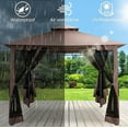 thumbnail image 4 of COBIZI Easy Assembly Outdoor Furniture Patio Canopy,10x10 Outdoor Gazebo with Mosquito Netting,Shade Tent for Party, Backyard, Deck, Patio Lawn & Garden,Brown, 4 of 15