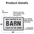 thumbnail image 2 of What Happens In The Barn Stays In The Barn 12 Inch x 18 Inch Novelty Aluminum Metal Sign Hay Now Keep Secrets Weatherproof Perfect for Barns Stables Tack Rooms Fun Gift for Farmers, 2 of 6