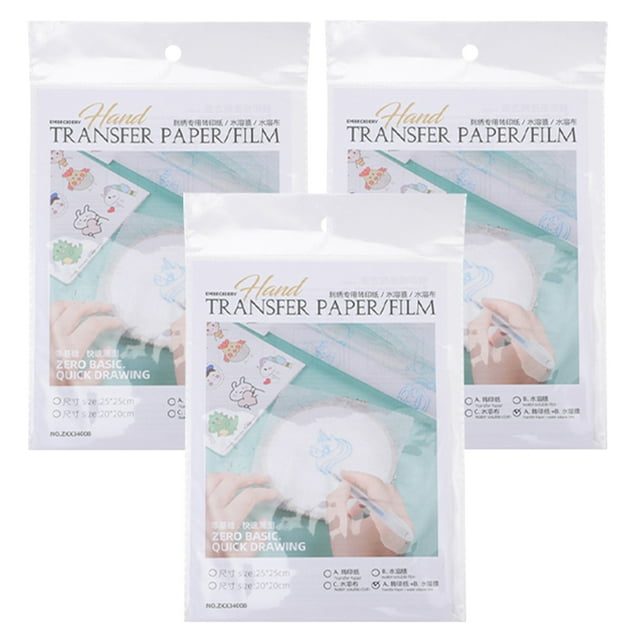 OULII 6Sheets Water Soluble Embroidery Backing Stabilizer Transfer Paper Set for Shoes Aprons Baseball Caps Fabrics