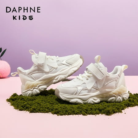 

DAPHNE Girls Cute Sneakers Stitching Mesh Breathable Chunky Sneakers Low Top Lightweight Running Shoes For Spring