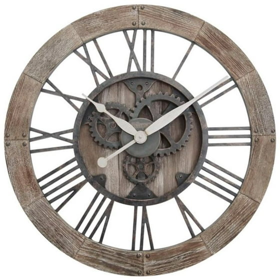 Firstime Rustic Gears Wall Clock In Natural Wood