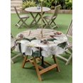 thumbnail image 4 of Outdoor Tablecloth with Umbrella Hole for Patio/Picnic/Party/Camping, Spring Floral Waterproof Table Cloth Round Cover Washable, White Magnolia Flowers Barn Door Farmhouse Beige (Dia 54"), 4 of 8
