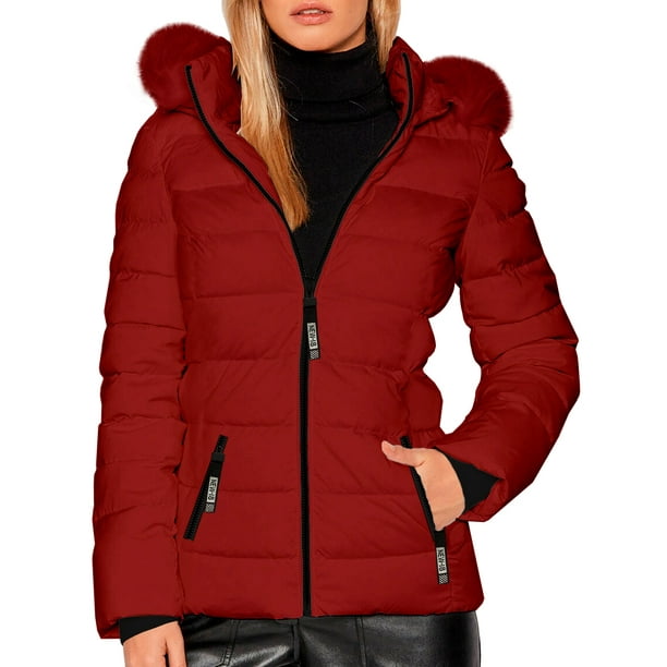 Chamarra con gorro de peluche para mujer sale