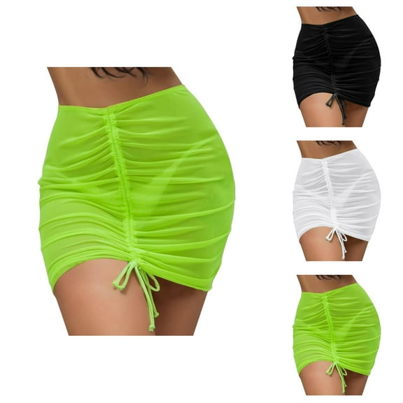 Bathing Suit Cover Up for Women Swimsuit Coverup for Women Trending Bikinis Set Sheer Cover Up Ruffle Drawstring Wrap Skirt for Women Stylish Beach Swimwear Cover Up for Summer &
