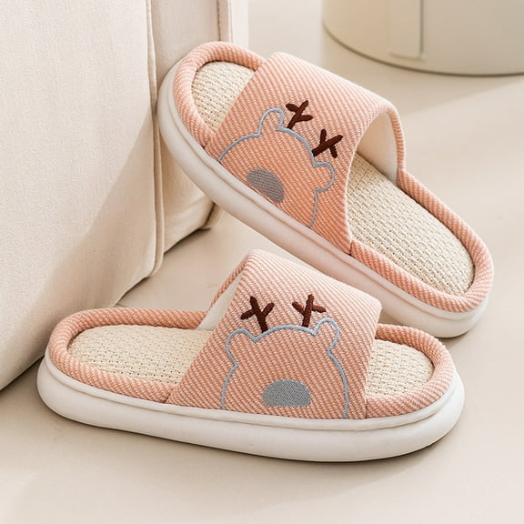 Hemp Linen Slippers for Kids & Adults - Plush Comfort House Shoes with Cushioned Footbed, Breathable Unisex Slides for Indoor Outdoor Use