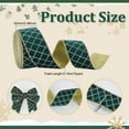 thumbnail image 2 of 10 Yards Christmas Ribbon 2.5 inch Green Velvet Ribbons Wired Ribbons Diamond Glitter Velvet Wired Edge Lattice Ribbon, 2 of 9