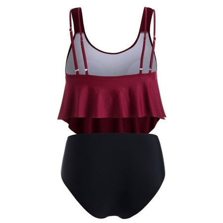 

Overlay Print Swimsuit Women Size Plus Push-Up Padded Bikini Swimwears Tankinis Set Swim Bra Tops Women Halter Top Bikini with Underwire Sports Bikini with Shorts