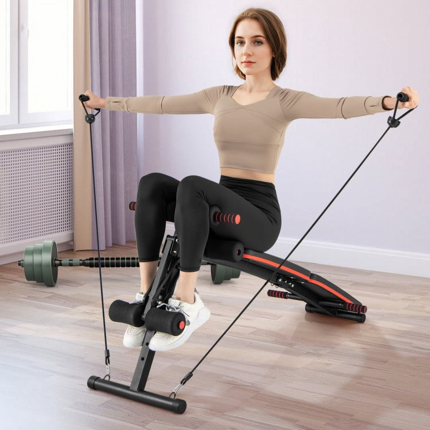 OnlineGymShop CB24277 Fitness Adjustable Workout Sit up Bench