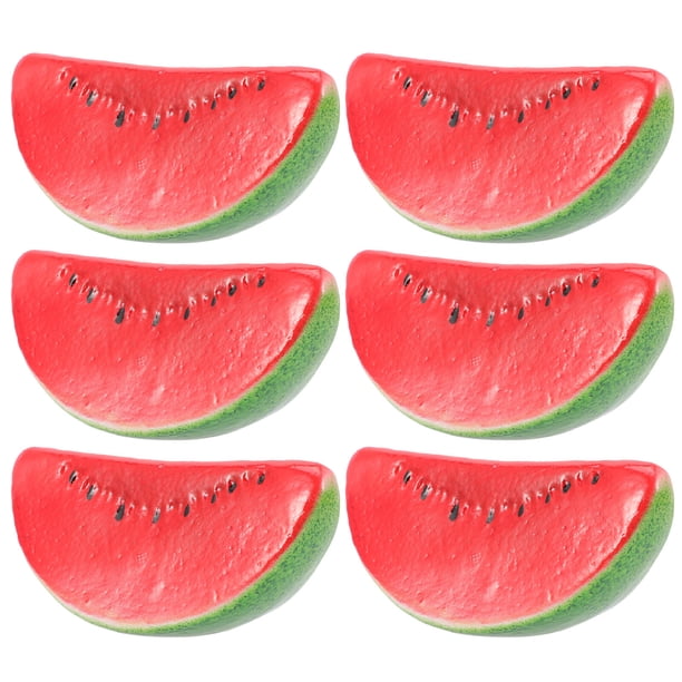 GOOHOCHY 6 piezas frutas falsas de frutas artificiales sandía decores de sandía falsas rebanadas de sandía