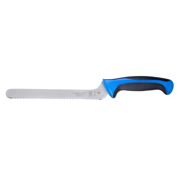 Mercer Culinary Millennia Offset Wavy Edge Bread/Sandwich Knife, 8 Inch, Blue