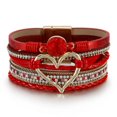 thumbnail image 1 of Shiny Layering Heart Rhinestone Circle Charm Beaded Wrap Bracelet Boho Multilayer Braided Bangle Bracelet Bohemian Jewelry, 1 of 6