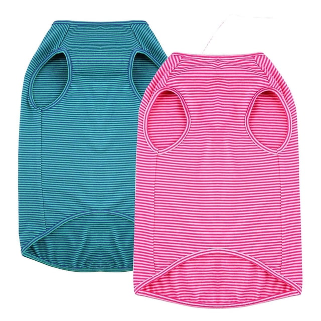 WEONE Camisetas de verano para perros, chaleco de algodón a rayas, ropa básica suave y transpirable para perros pequeños, medianos y grandes, S