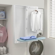 Facilehome Mounted Foldable Swivel Ironing Board Cabinet with Mirror,Heat-Resistant & Water-Repellent Cover,White
