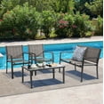 thumbnail image 4 of Walsunny 4 Pieces Outdoor Furniture Set All Weather Patio Textilene Steel Conversation Set, Patio Furniture Set Bistro Set with Loveseat ea Table for Lawn and Balcony, Brown, 4 of 9