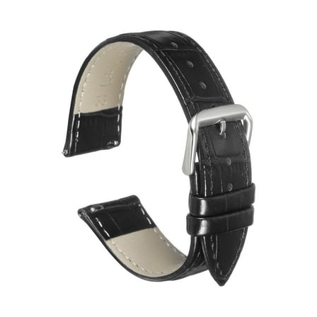 Uxcell Quick Release Leather Watch Band 22mm Embossed Pattern Leather Watch Strap Replacement for Men Women, Black