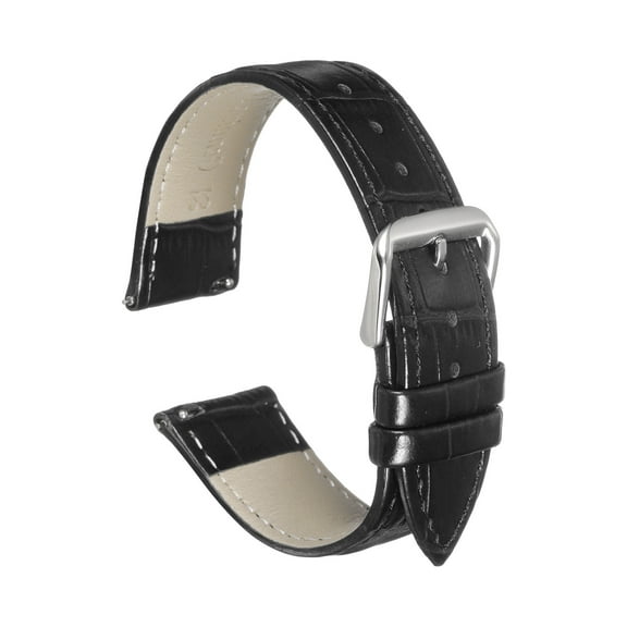 Uxcell Quick Release Leather Watch Band 22mm Embossed Pattern Leather Watch Strap Replacement for Men Women, Black