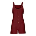 thumbnail image 4 of Huanyaaa Short Rompers for Women Summer Casual Button Rompers Overalls Jumpsuit Shorts Button Rompers Strapless Jumpsuits for Women Lace Ripple Romper off One Shoulder Tops for Women Turtle Neck Long, 4 of 4