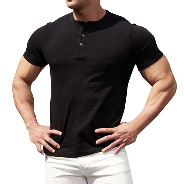 pstuiky camisetas de hombre, Blusa informal de manga corta con cuello vuelto, bolsillos cargo, botones y color liso para hombre camisas casuales para hombre xxl
