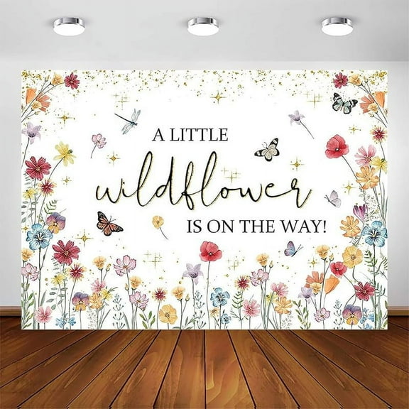 Tiruiarec Wildflower Baby Shower Decorations A Little Wildflower is On The Way Baby Shower Backdrop Floral Theme Baby Girls' New Born Photoshoot Background Banner