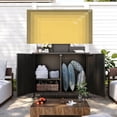 thumbnail image 2 of YODOLLA Outdoor Storage Cabinet with TV Mount for 40–85 Inch TVs, Mobile TV Stand on Wheels with Storage Cabinet Waterproof, Heavy Duty Metal Entertainment Center for both Indoor/ Outdoor Use, 2 of 7