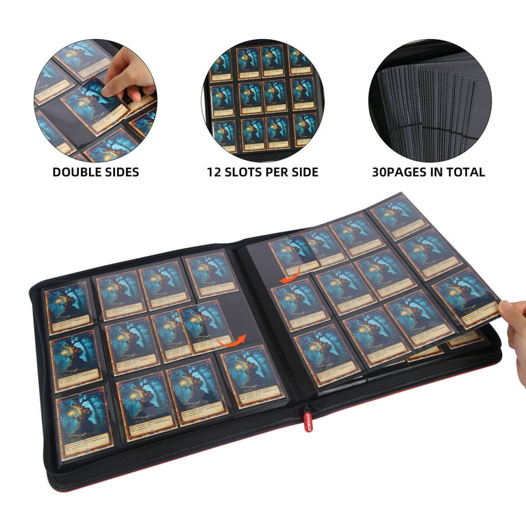 Cenxaki Trading Card Binder, Holds 720 Cards, 12-Pocket, Side Loading, Zipper, Red - Walmart.com Cenxaki Trading Card Binder, Holds 720 Cards, 12-Pocket, Side Loading, Zipper, Red - Walmart.com