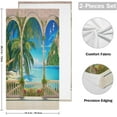 thumbnail image 2 of Seaside Landscape Kitchen Hand Towels 2 PCS, Tropical Beach Tree Fingertip Bath Towels Ultra Soft and Highly Absorbent, Decorative Face Towels Dish Washcloths, 28.3"x14.4", 2 of 5