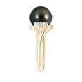 thumbnail image 3 of ANGARA Tahitian Cultured Pearl Bypass Ring with Diamond Trio in 14K Yellow Gold for Women | June Birthstone, Birthday, Anniversary, Jewelry Gift for Women | Pearl Ring, 3 of 8