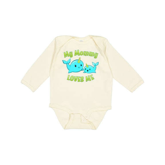 Inktastic My Mommy Loves Me Cute Narwhal Boys or Girls Long Sleeve Baby Bodysuit