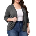 thumbnail image 7 of Casual Cardigans for Women Solid Color Plus Size Cardigan With Three-quarter Sleeves for Daily Wear, 7 of 7